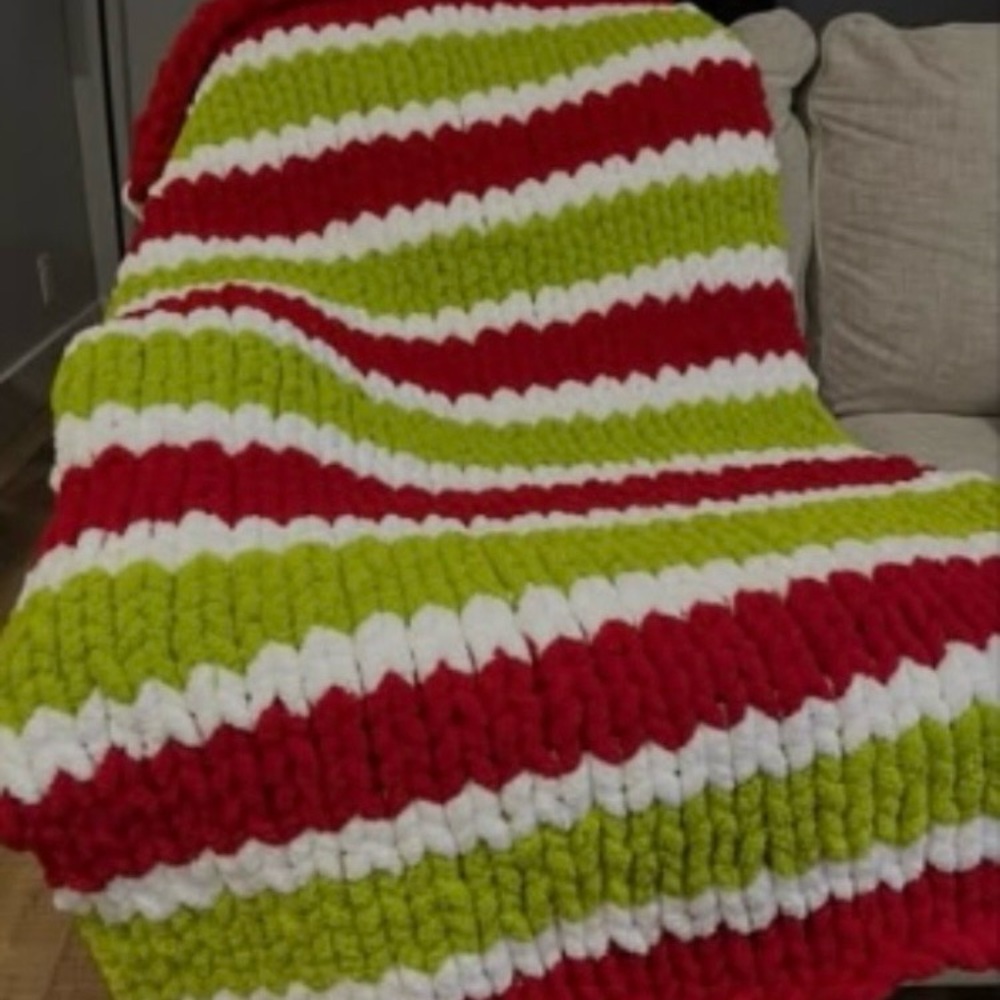 Festive Striped Holiday Throw Blanket
